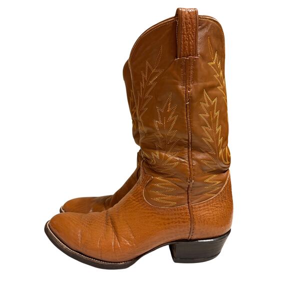 Handmade in Mexico Size 10.5 Western Cowboy Boots Tan Leather - Picture 3 of 10